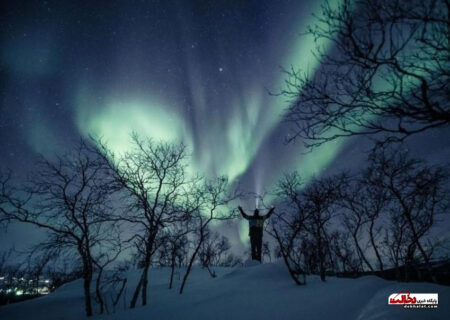 تصاویر شب تماشایی فنلاند با پدیده شفق قطبی
