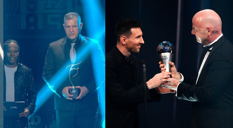 برندگان جوایز در در مراسم فیفا پاریس/ مسی بازیکن سال 2022 فیفا شد/ اهدای جایزه فیفا توسط علی دایی