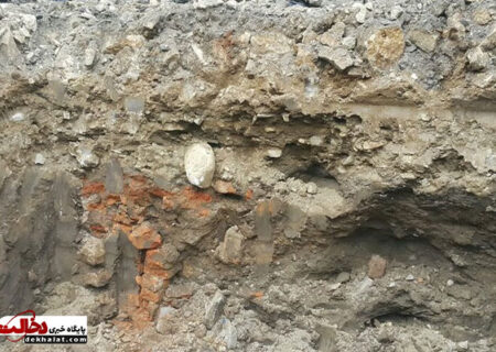 کشف یک دیواره تاریخی از یک بنا در همدان